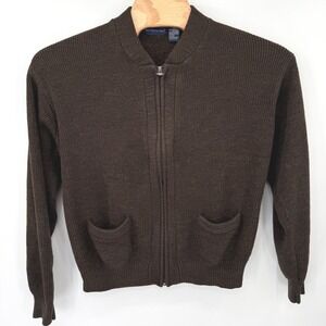 Northern Isles Cardigan Sweater Men XL Brown Full Zip Ribbed Knit Pockets
